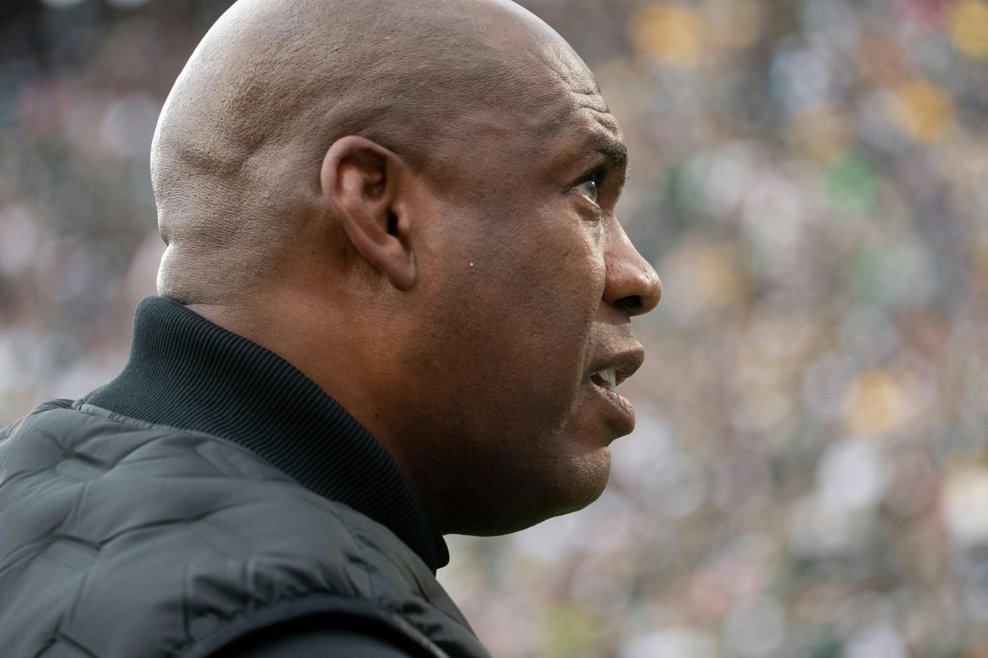 <p>Head Coach Mel Tucker looks on during the Spartans game against the Wolverines. Oct. 30, 2021. </p>