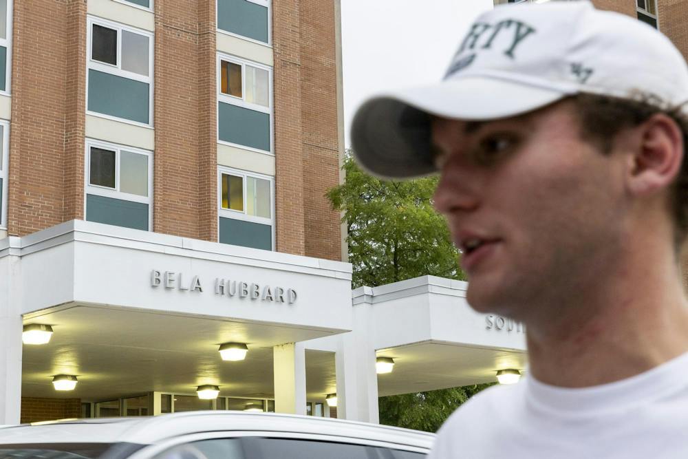 <p>Michigan State esports player and pre-dental junior Maxwell Montague stands outside of Hubbard Hall in East Lansing, Mich., on Sept. 17, 2026.</p>
