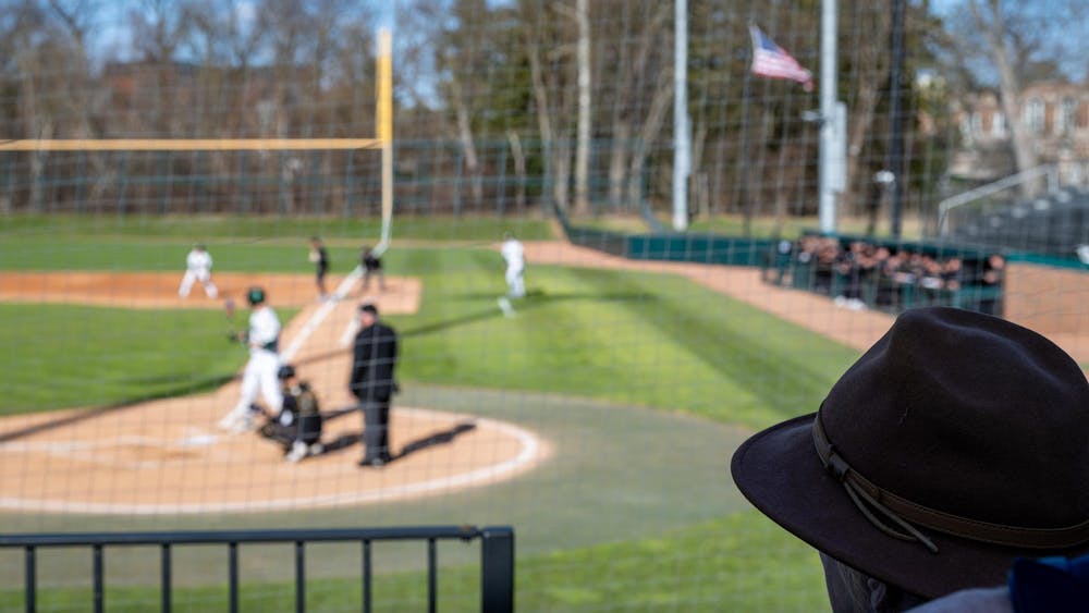 <p>A fan watches Michigan State take on Northwestern at McLane Stadium on April 11, 2025.</p>