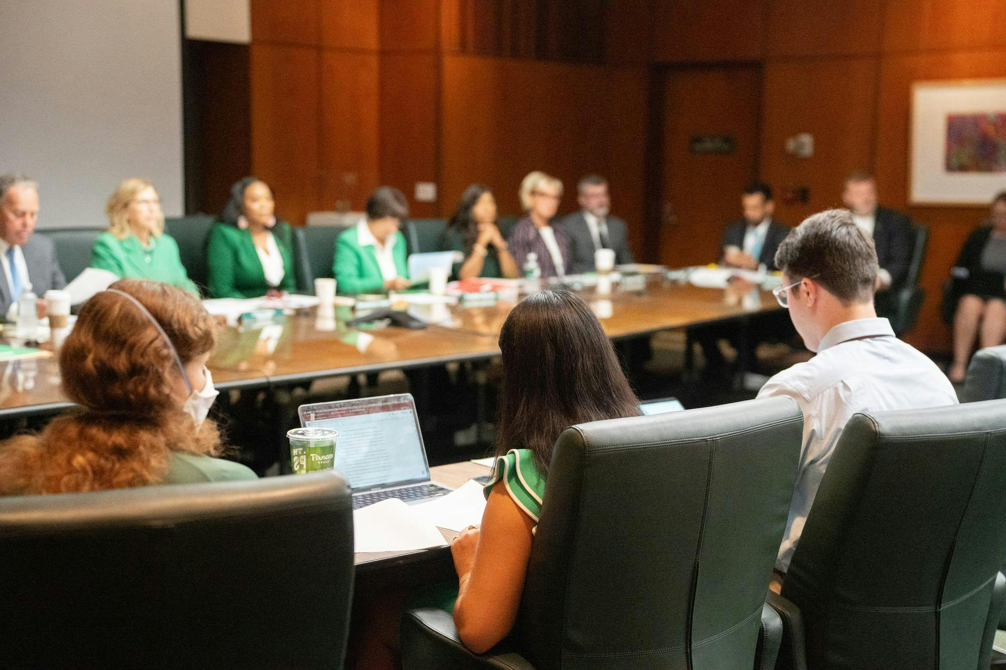 Student liaisons at the Board of Trustees Meeting at the Hannah Administration Meeting on Sep. 8, 2023.
