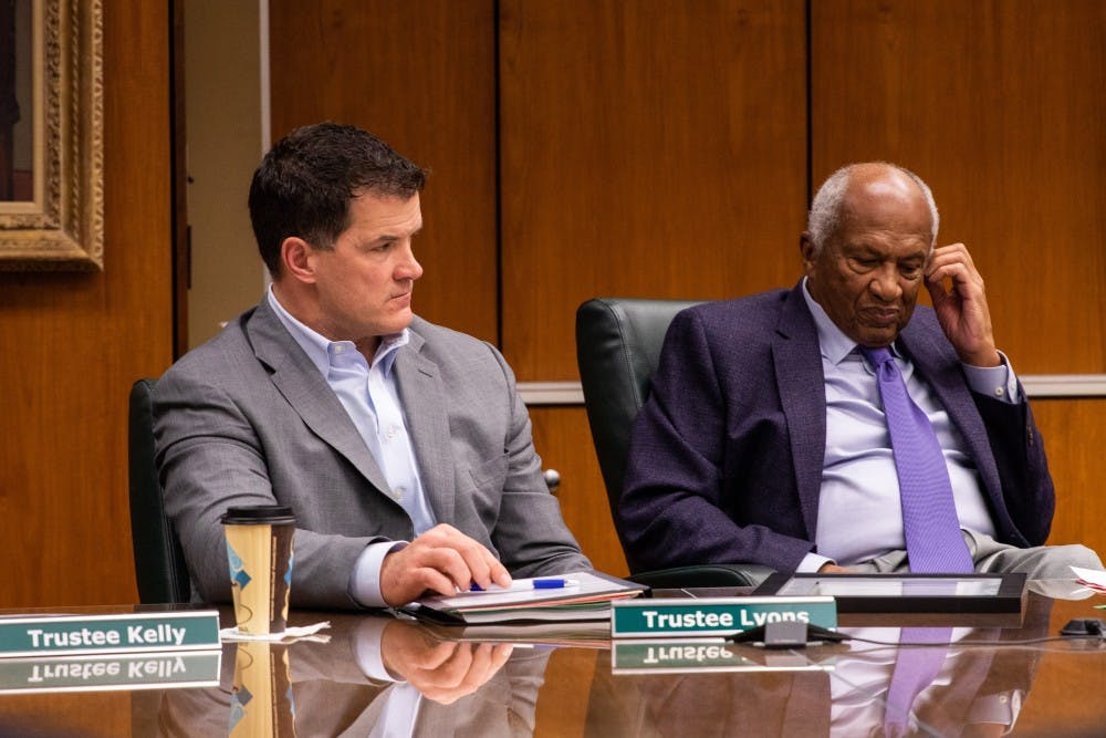 Trustee Mitch Lyons speaks at the end of the Dec. 14, 2018 meeting at the Hannah Administration Building.