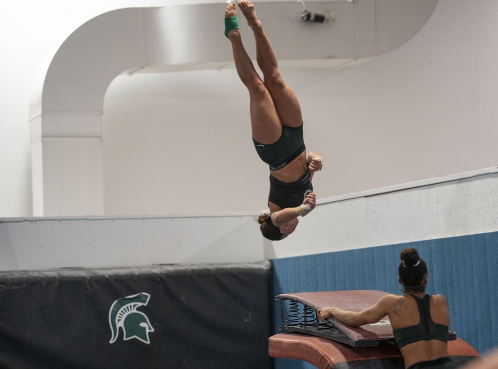 Michigan State Gymnastics at practice on Friday, March 24, 2023 - one week before the Spartans travel to Pittsburgh, Pa for the second round of the NCAA Regionals tournament. 