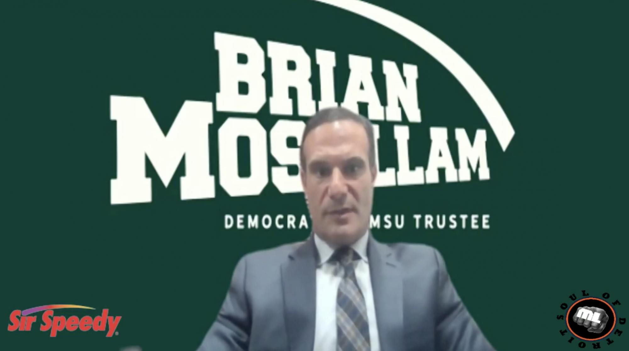 <p>A screenshot of MSU Trustee Brian Mosallam on ML Elrick&#x27;s Facebook Live.  </p>