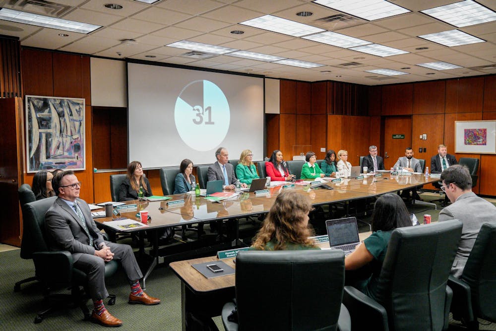 The Board of Trustees during a meeting in the Hannah Administration Building on Oct. 27, 2023. 