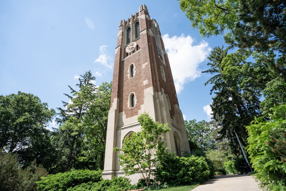 <p>Beaumont Tower, located in the northern campus is a symbol of Michigan State's school pride. Photographed on June 9, 2022.</p>