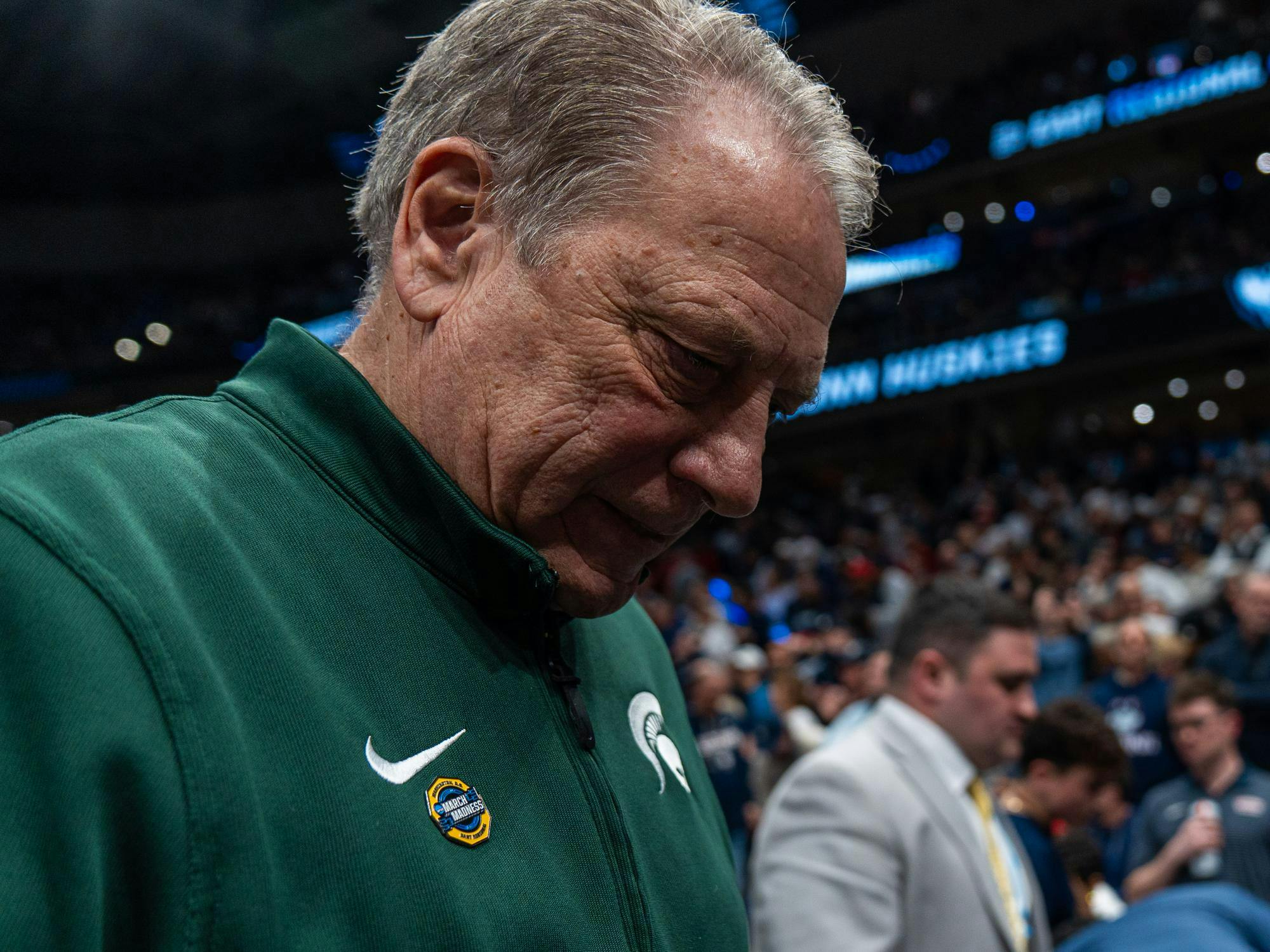 <p>Michigan State Head men's basketball Coach Tom Izzo exits the court to the locker room vs. UConn at Capital One Arena in Washington, D.C., on Friday, March 27, 2026.</p>