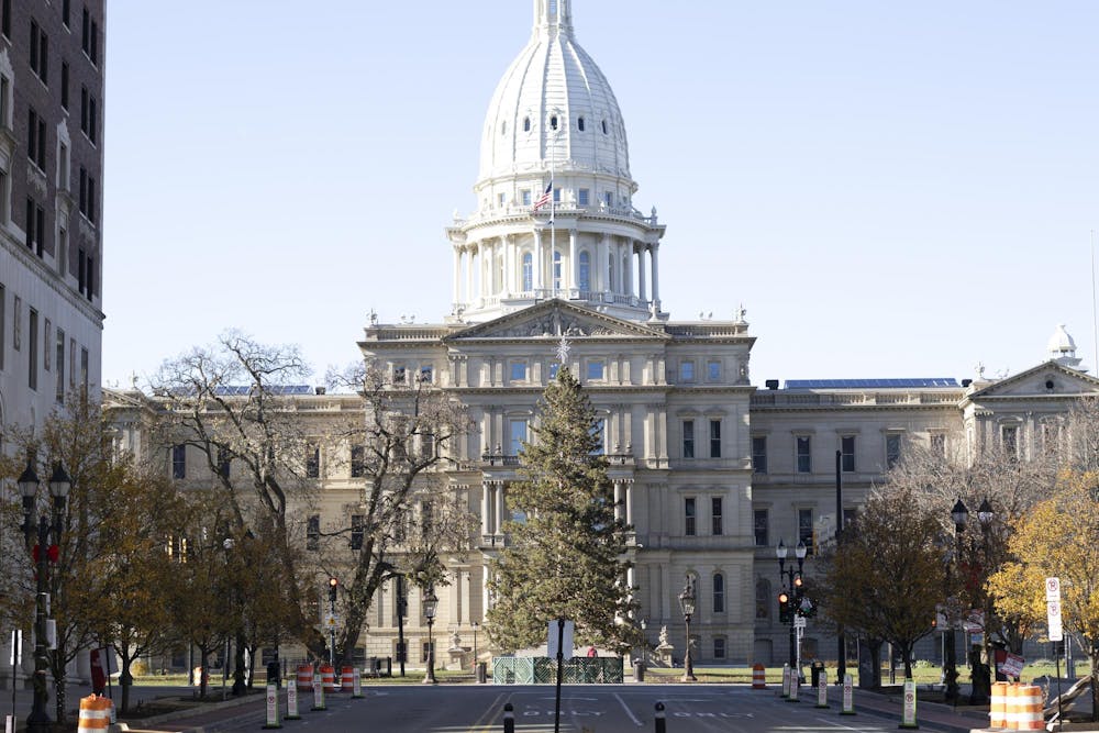 The Michigan State Capitol at the end of West Michigan Avenue on Nov. 18, 2023.