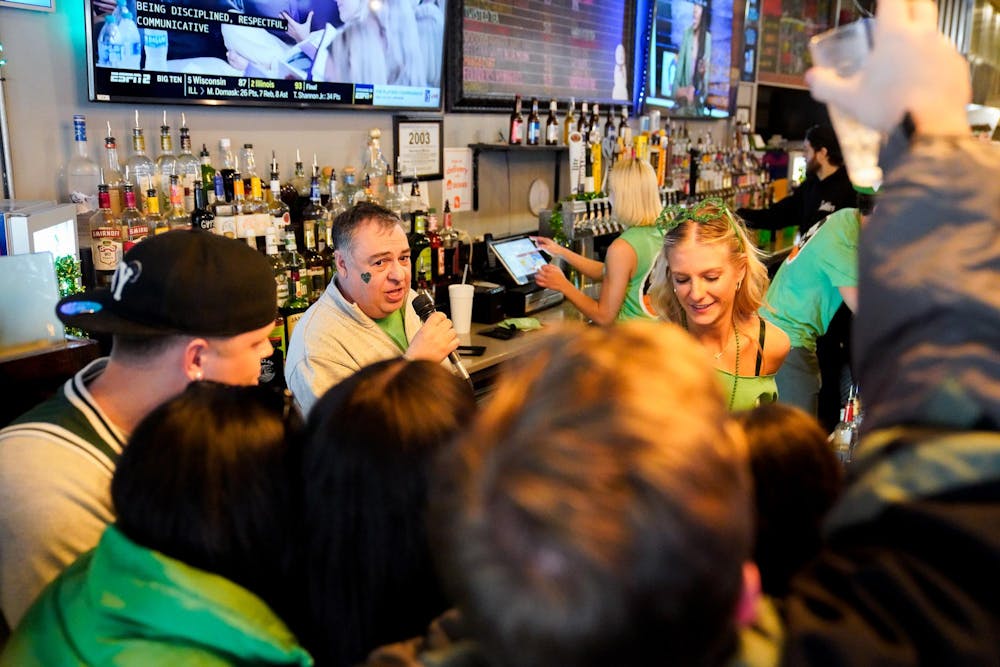 The East Lansing Lou & Harry’s owner thanks the staff that have been working since 6 a.m. for St. Patrick’s Day on March 17, 2024. 