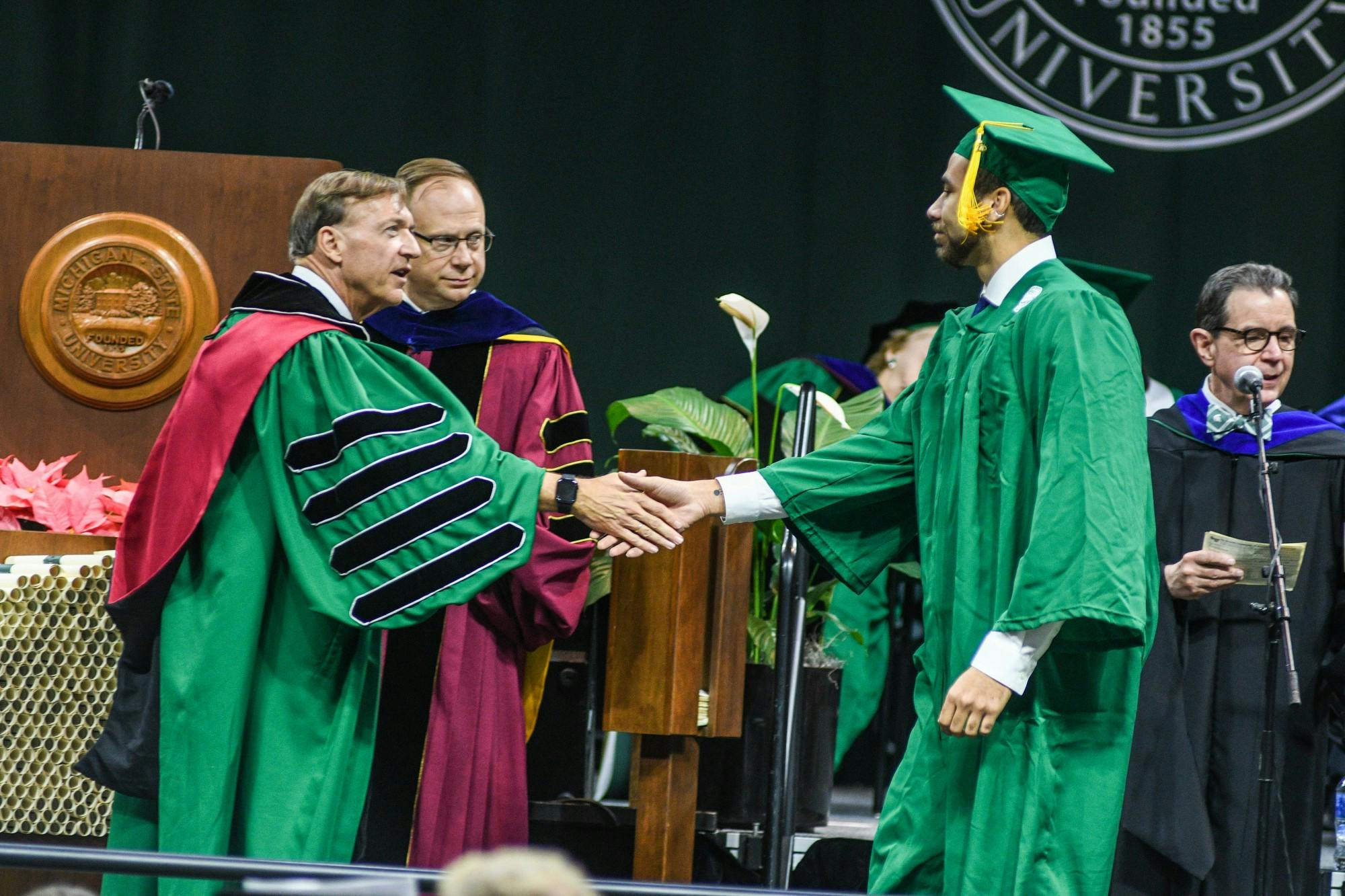 A moment from the Fall 2019 Commencement ceremony at Breslin Center on Dec. 14, 2019.