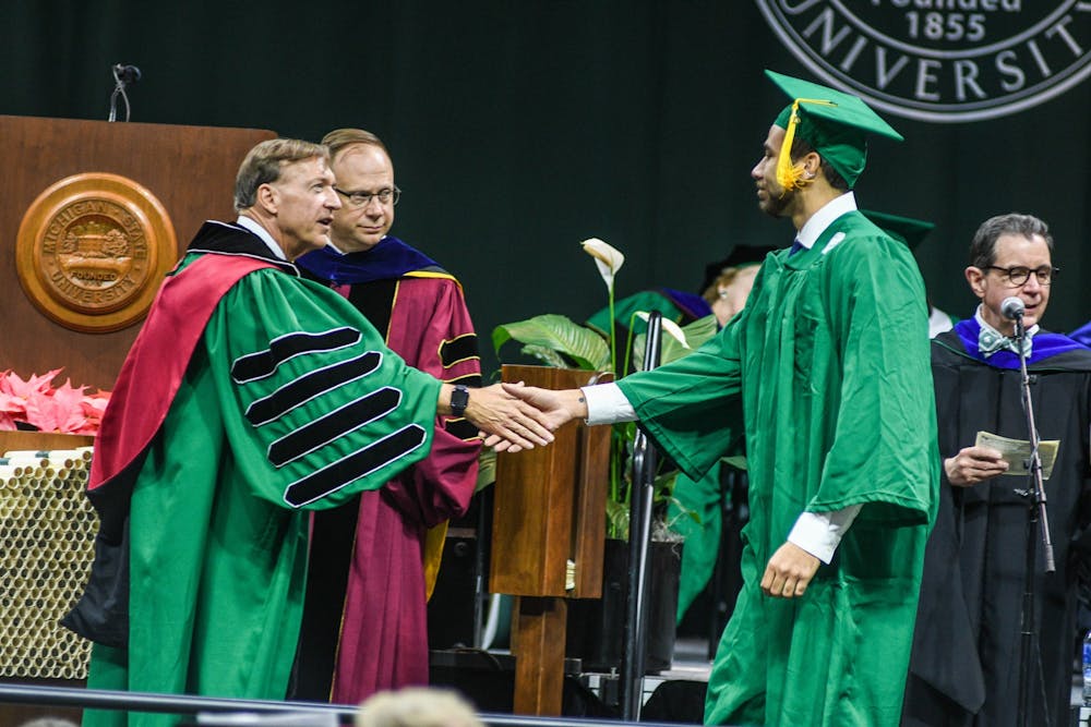 A moment from the Fall 2019 Commencement ceremony at Breslin Center on Dec. 14, 2019.