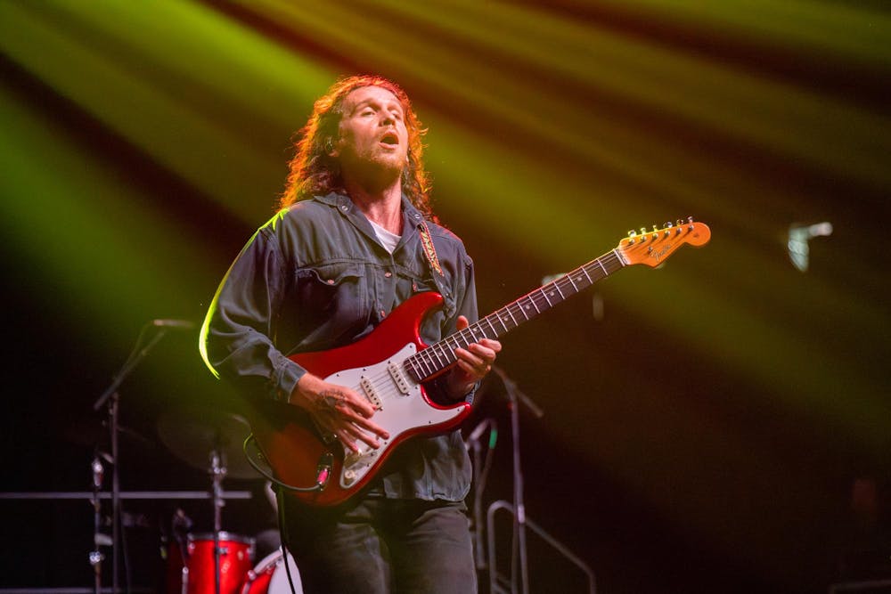 Briston Maroney plays guitar during his set at Breslin Student Events Center in East Lansing, Mich., on Thursday, April 2, 2026.