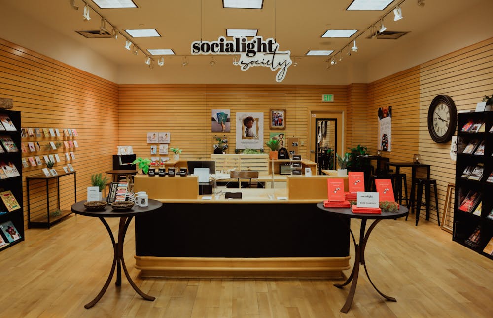 <p>Socialight Society bookstore inside the Lansing Mall, photographed on Jan. 13, 2022</p>