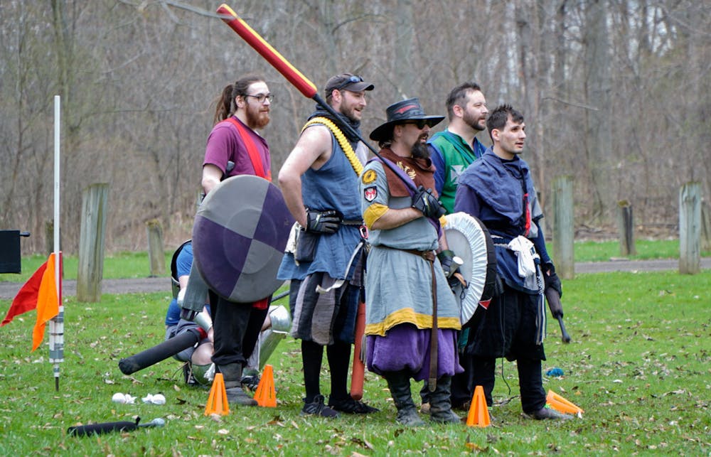 Players appear to be waiting to respawn at Ashen Hills LARP in Patriache Park, on May 1, 2022.