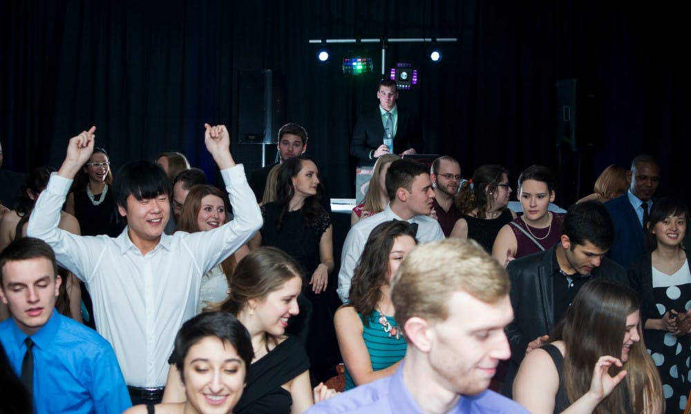 Members of the International Student Association gathered with friends to dance on Feb. 10, 2017 at the Marriot Hotel on 300 M.A.C. Ave. in East Lansing. The International Student's Association is hosted their annual Valentine's Day Ball where the theme was "Love Without Borders" putting emphasis on embracing the mix of different cultures in the United State and coming together in peace.