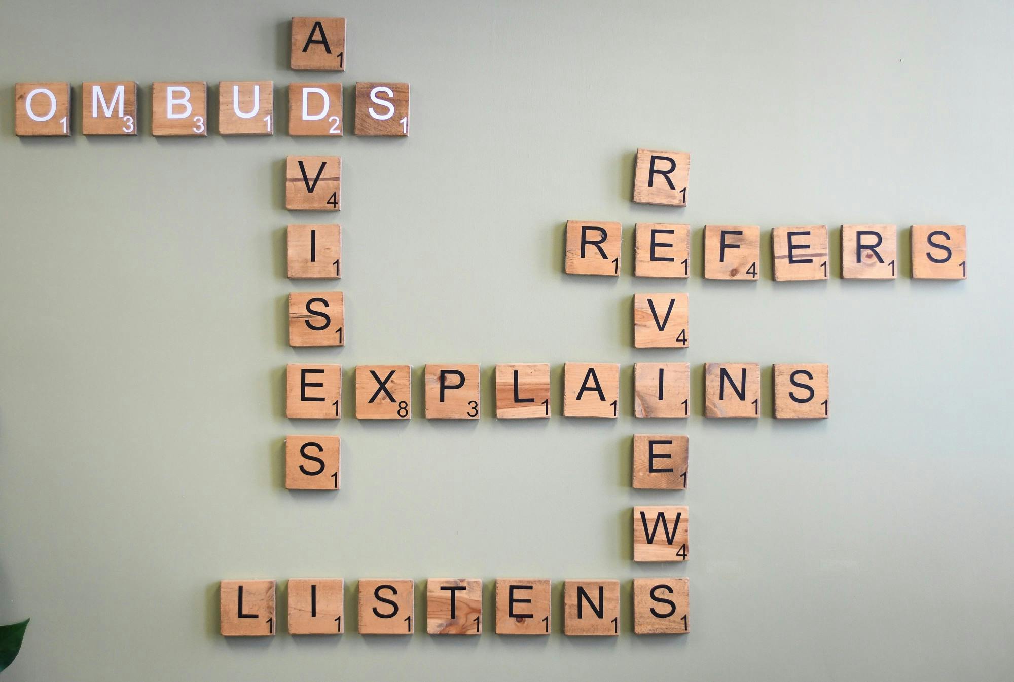 A decoration in the MSU Ombudsperson office in North Kedzie Hall highlights the responsibilities of a campus ombudsperson. 