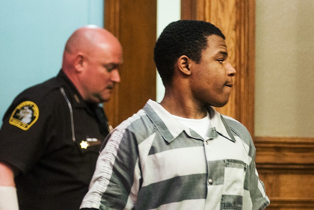 	<p>Eastpointe, Mich., resident Marquez Dominique Cannon, 18, appears in court to accept a plea margin April 3, 2013, at Mason&#8217;s 30th Circuit Court. Cannon pleaded guilty to one count of first-degree criminal sexual conduct in connection with an incident that resulted in the death of <span class="caps">MSU</span> freshman Olivia Pryor last year.</p>