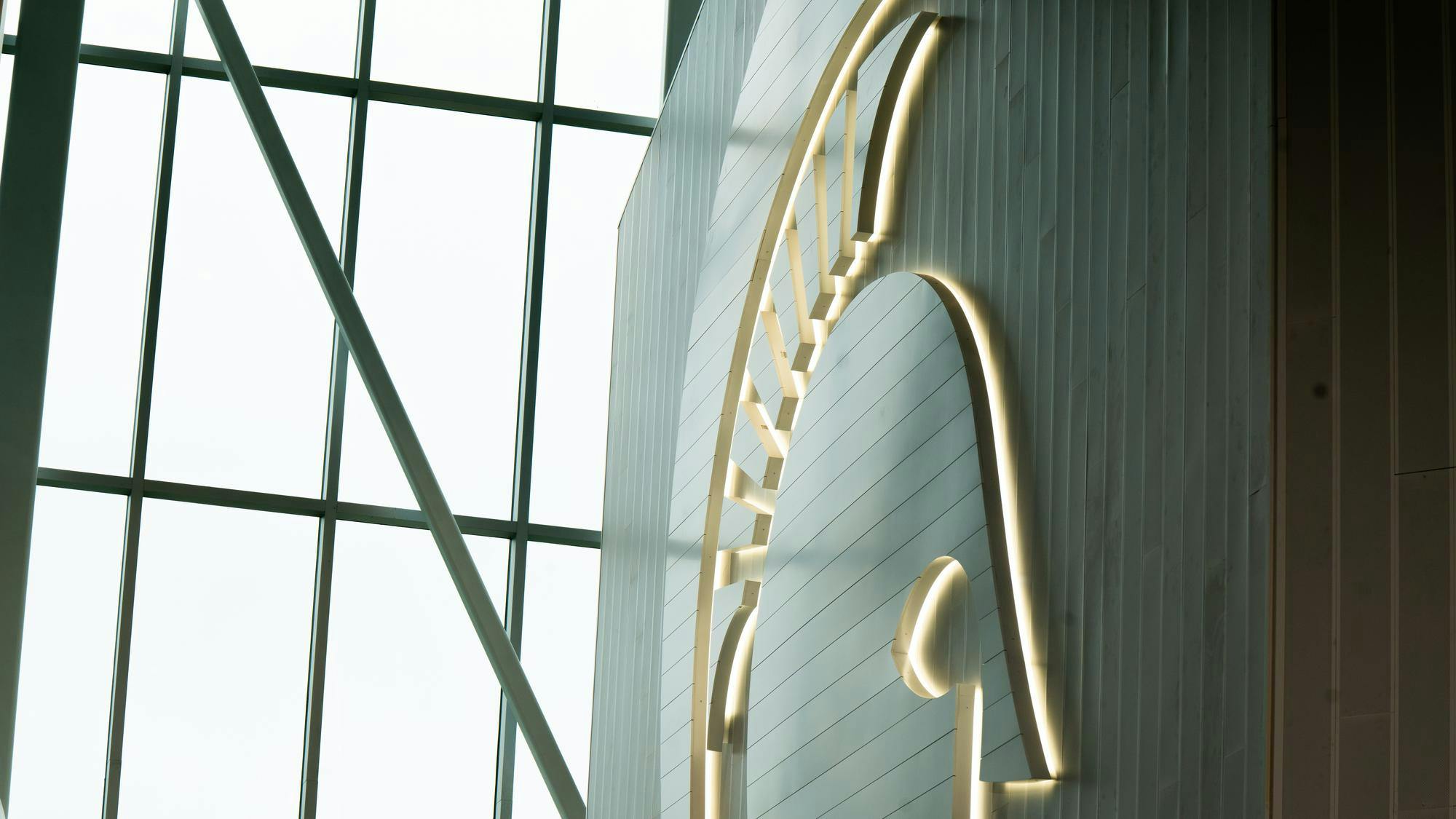 The Spartan logo is displayed in the Tom Izzo Football Building on June 4, 2025.