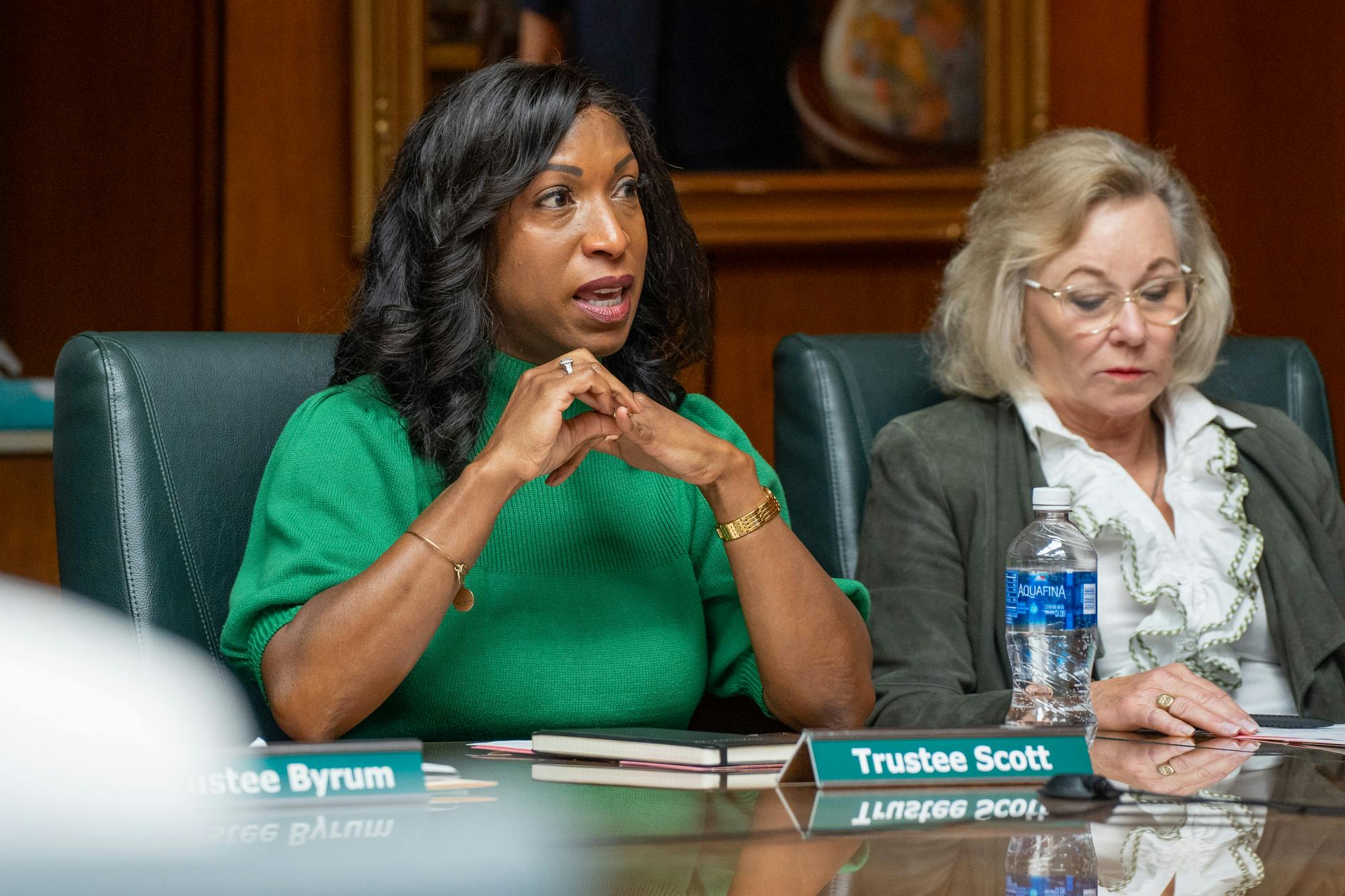 Trustee Brianna T. Scott speaks at the Board of Trustees meeting on Oct. 28, 2022.