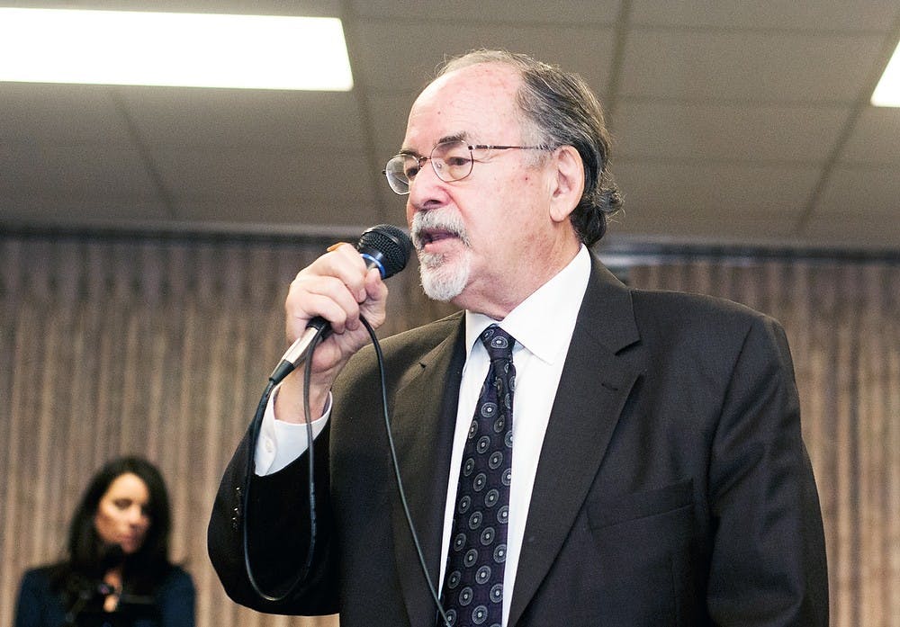 	<p>Conservative writer and policy advocate David Horowitz speaks about the state of the economy and the country on Thursday, Dec. 6, 2012, at Case Hall. The Campus Conservatives sponsored the event. Katie Stiefel/ State News</p>