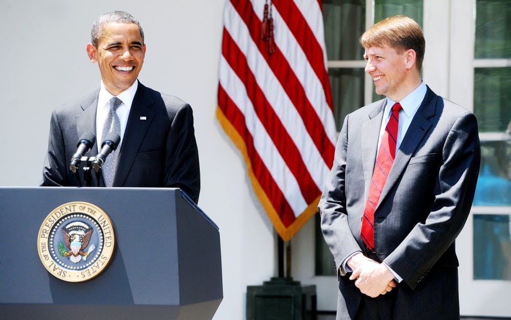 U.S. President Barack Obama nominates Richard Cordray as the Director of the Consumer Financial Protection Bureau (CFPB) during an event in the Rose Garden at the White House in Washington, DC, July 18, 2011. Cordray served as Attorney General of Ohio from January 2009 to January 2011. (Olivier Douliery/Abaca Press/MCT)