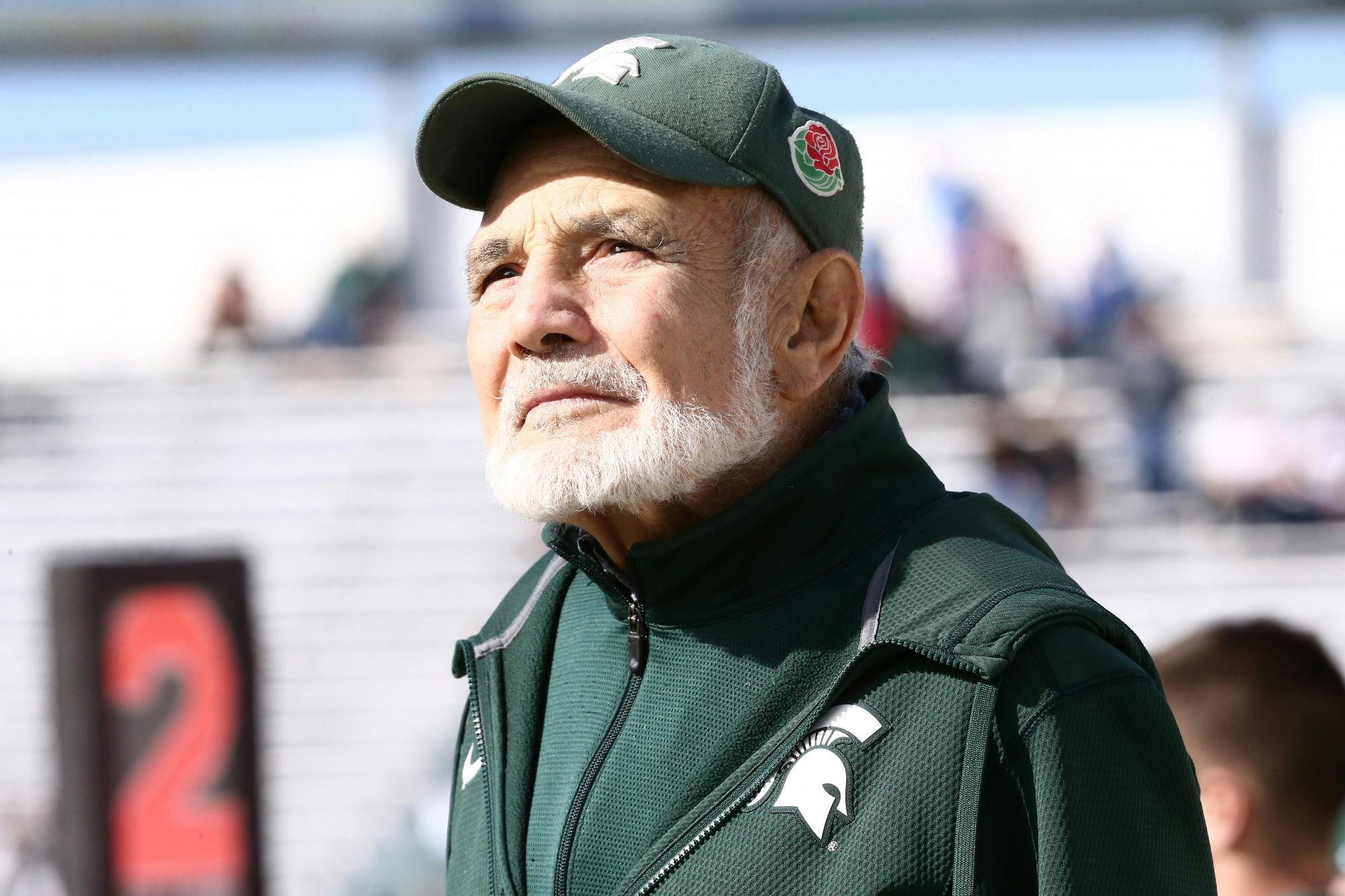 Father Jake Foglio at the football spring game on April 1, 2017. Photo Courtesy of MSU Athletic Communications. 