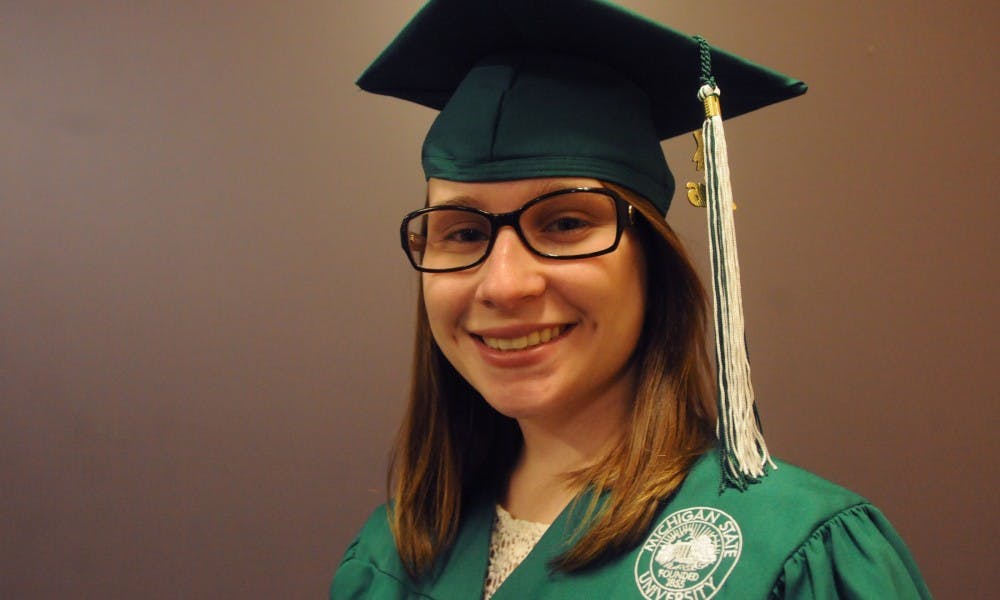 Advertising senior Ashley Mugnolo poses for a portrait on March 24, 2016 at the State News Building. 