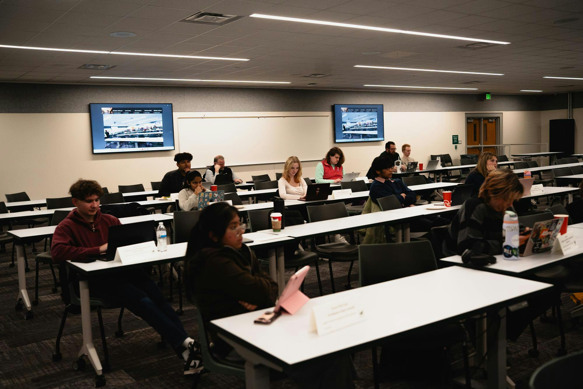 <p>Students of the general assembly at the ASMSU GA meeting at the International Center in East Lansing, Michigan on Nov. 13, 2025.</p>