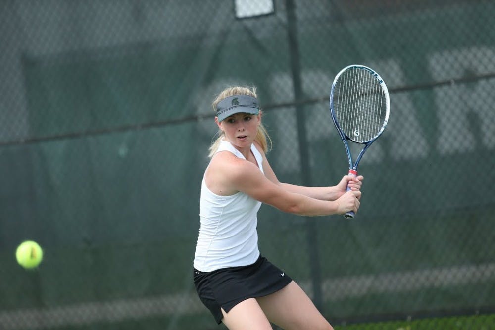 <p>Junior MSU women's tennis player Erin Faulkner. (Photo courtesy of MSU Athletic Communications)</p>