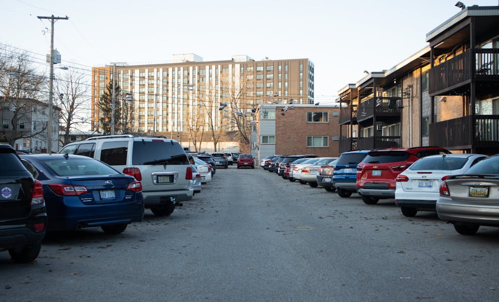 Streets of Cedar Village Apartments seem to be empty after Michigan State losses against Duke 85-76 in their March Madness game, on Mar. 20, 2022.