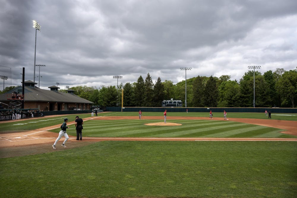 <p>Rain threatened early during MSU's senior night game against Indiana, but the rain never came and the final game of the season at McLane Stadium in East Lansing was a perfect day for baseball.</p>