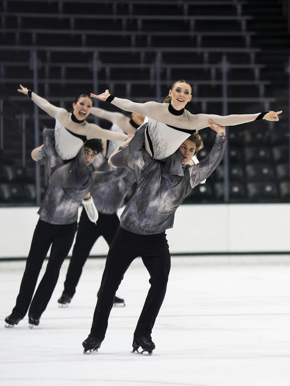 Forte of Boston, the sixth senior team for the Nations Cup and Gold Cup Theater on Ice 2026 competition, performs in the Munn Ice Arena in East Lansing, Mich., on April 26, 2026. 