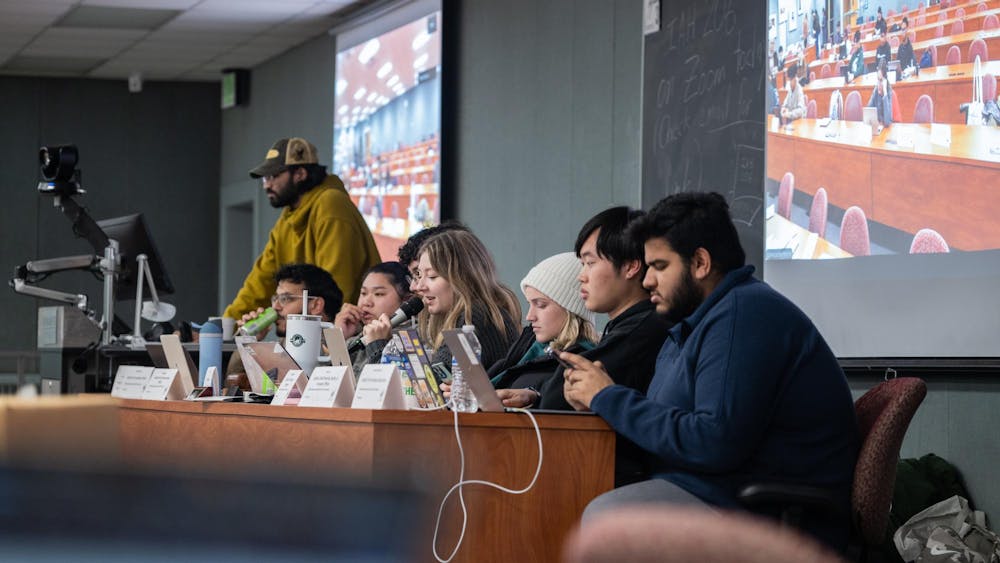 <p>Associated Students of Michigan State University board members during the attendance at the last General Assembly meeting of the year on Dec. 5, 2024 at International Center.</p>