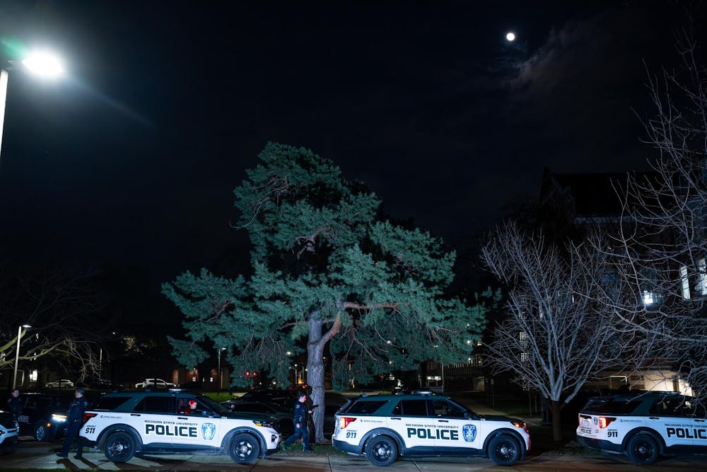 <p>Michigan State University police officers issue tickets to protestors outside of the Hannah Administration Building in East Lansing, Michigan on April 11, 2025. Members of MSU Sunrise and the Hurriya Coalition protested in the lobby where 19 protestors were arrested after multiple warnings from the police.</p>