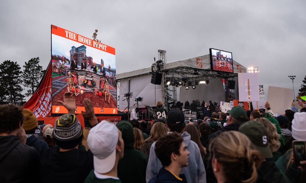 <p>Michigan State and Michigan fans gathered with signs for the broadcast of ESPN&#x27;s College GameDay, which took place at Ralph Young Field at 9 a.m. Shot on Oct. 30, 2021. </p>