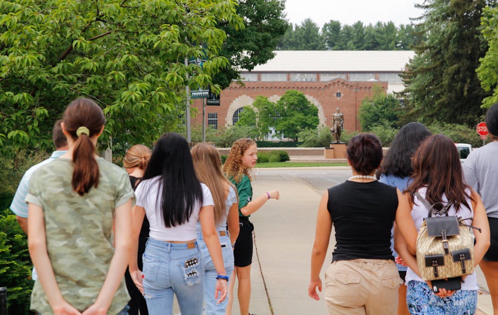 <p>Clark led a group of prospective students through campus, giving them an insight to student life and showing off the various landmarks, such as the Spartan Statue.</p>