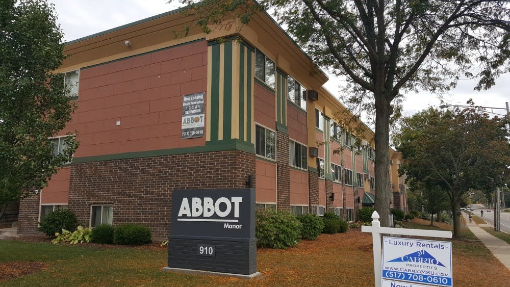 The exterior of Abbot Manor apartments, located north of campus on Abbot Rd. 