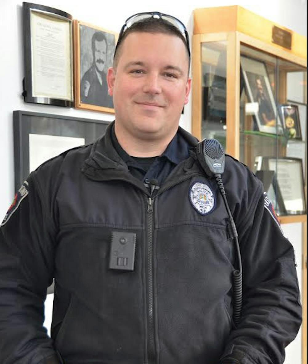 <p>Courtesy Photo: A photo of ELPD Officer Scott Klavenski wearing one of&nbsp;ELPD's new body worn cameras.</p>