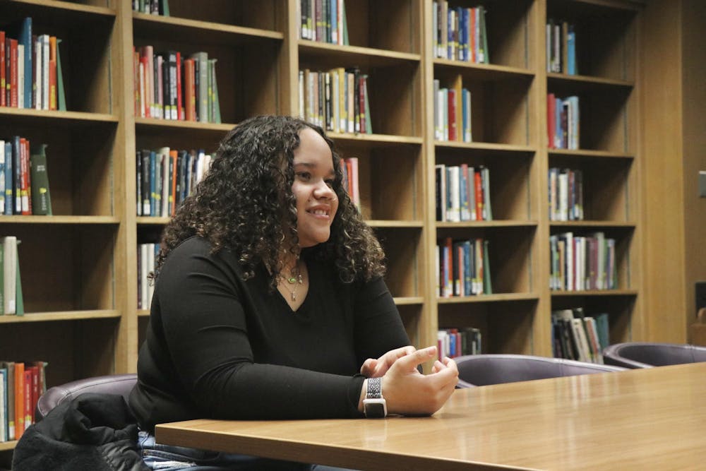 <p>Freshman teacher education major Kyleigh Ferguson explains the importance of new education majors and what it means in today's political/social climate. Feb. 14, 2024 MSU Library.</p>