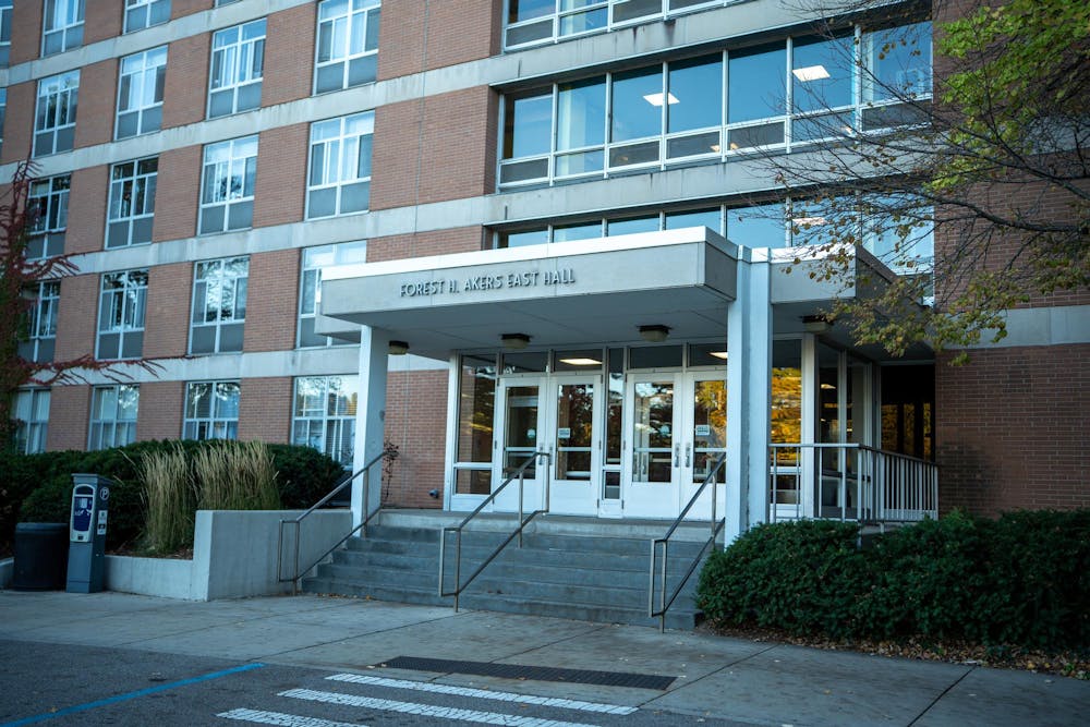 Akers East Hall is shown in East Lansing, Mich.