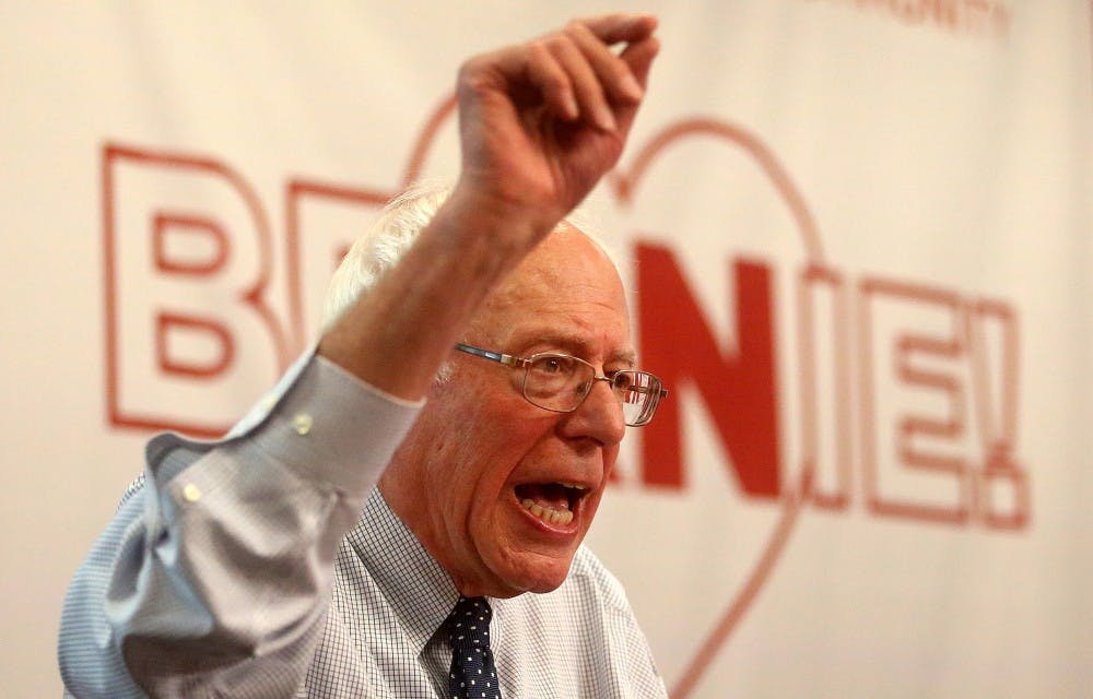 <p>Sen. Bernie Sanders speaks during the "Brunch with Bernie" event at the National Nurses United office in Oakland, Calif., on Monday, Aug. 10, 2015. Aric Crabb/Bay Area News Group/TNS</p>