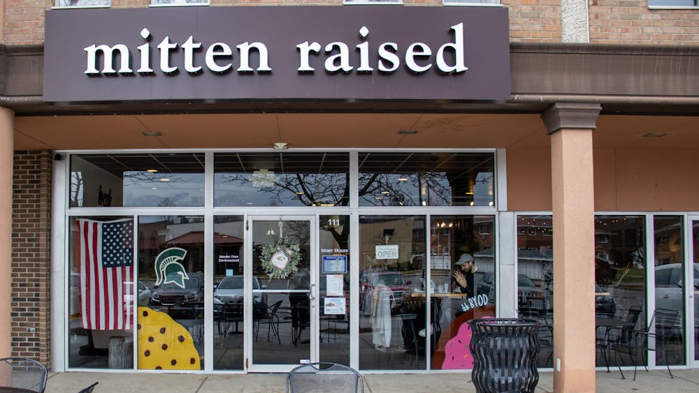 <p>The facade of Mitten Raised bakery taken on May 8th, 2022 in East Lansing, Michigan.</p>