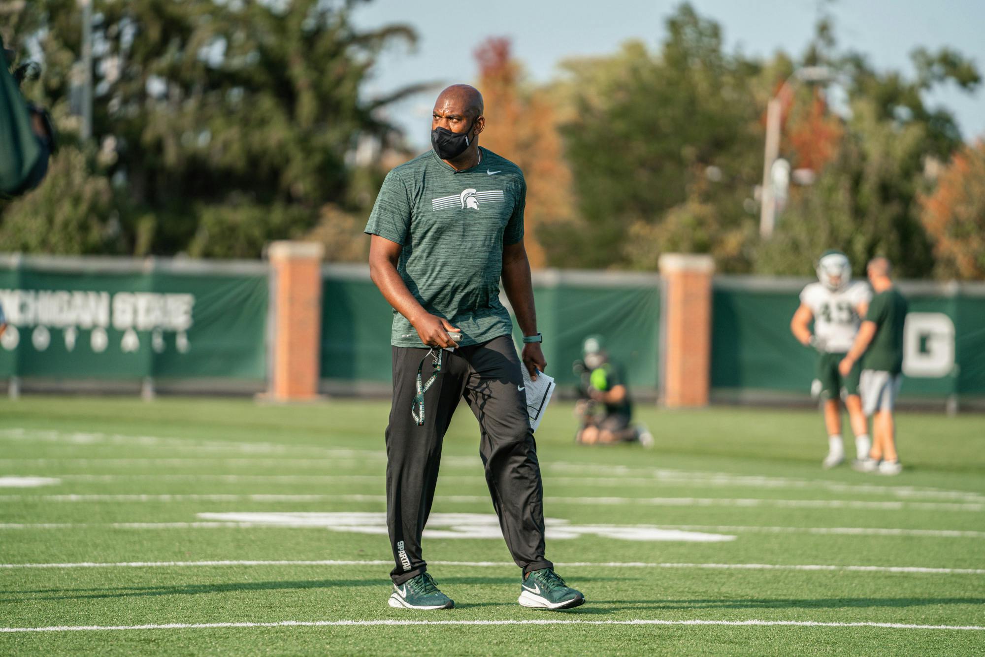 <p>Head football coach Mel Tucker prepares his team for the newly reinstated 2020 season at practice Sept. 21. Photo Courtesy of Michigan State Athletic Communications. </p>