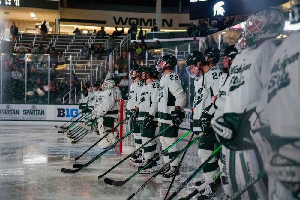 <p>Michigan State hockey before the second of a two game series against Ohio State, held at Munn Ice Arena on Nov 11, 2022. The Spartans defeated the Buckeyes 4-3.</p>