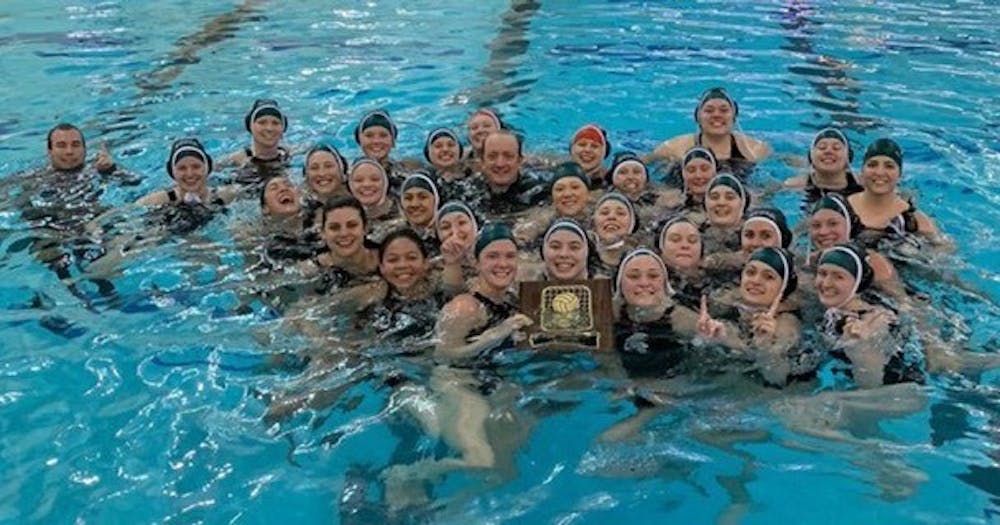 <p>Michigan State women’s water polo team took home their first Big Ten Conference tournament win in over ten years. Photo courtesy of the Michigan State women’s water polo team.</p>