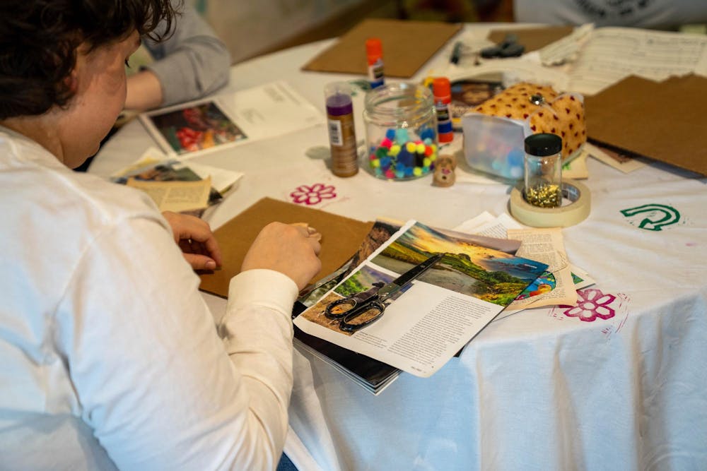 Attendees making art in the Union Art Gallery at the MSU Union in East Lansing, on April 21 2026.