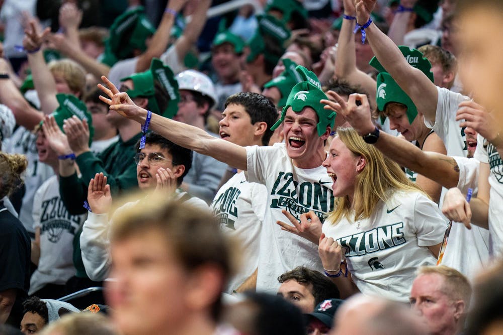 <p>Fans cheer during an NCAA Division I basketball game between Michigan State and Indiana at the Breslin Center in East Lansing, Michigan, on Tuesday, Jan. 13, 2026.</p>