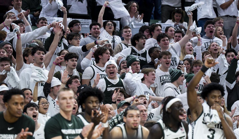 <p>Spartan fans cheer for MSU at the Breslin Student Events Center on Jan. 30, 2026.</p>