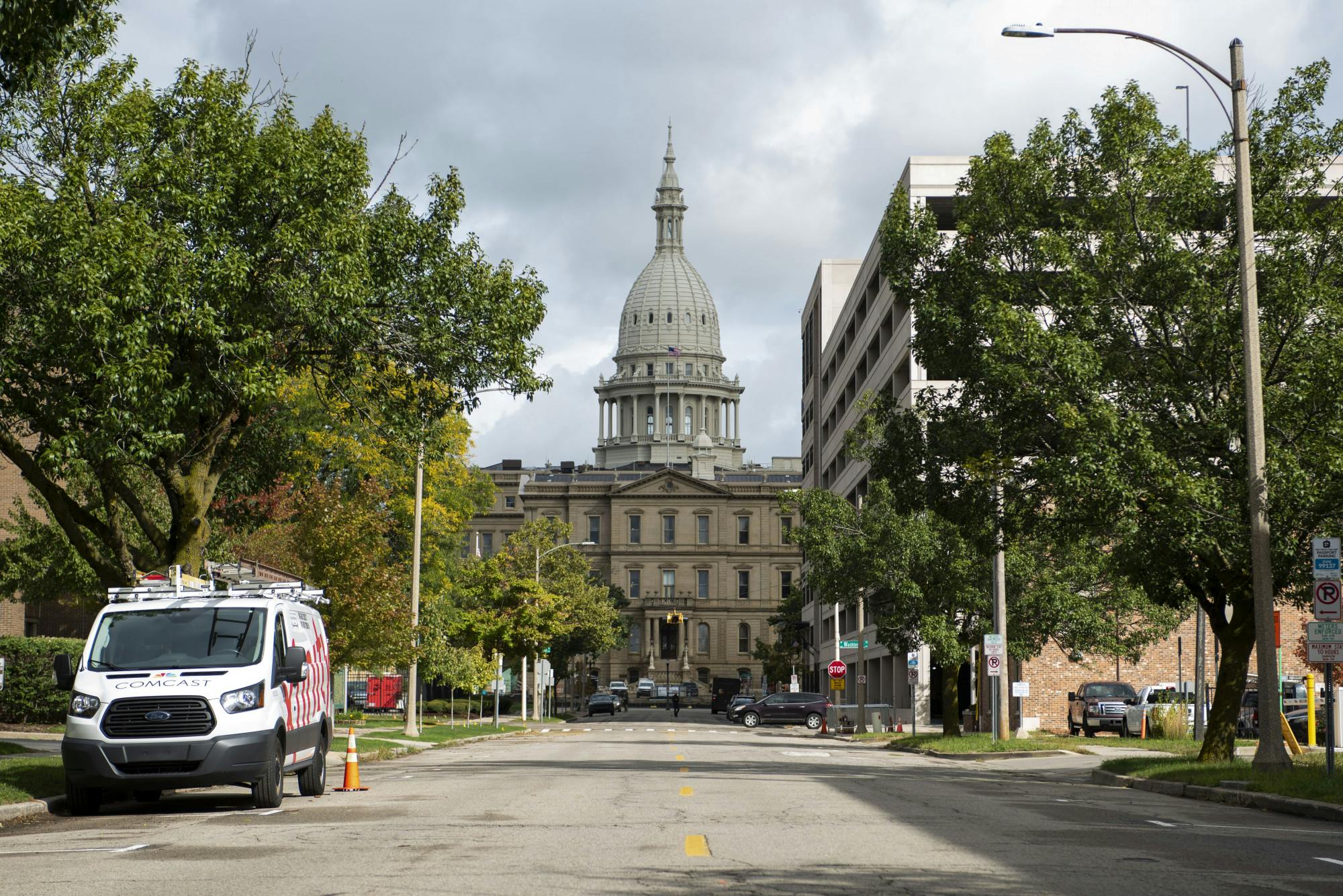 <p>Lansing Capitol building shot from Townsend Street. Photographed on Oct. 1, 2020.</p>