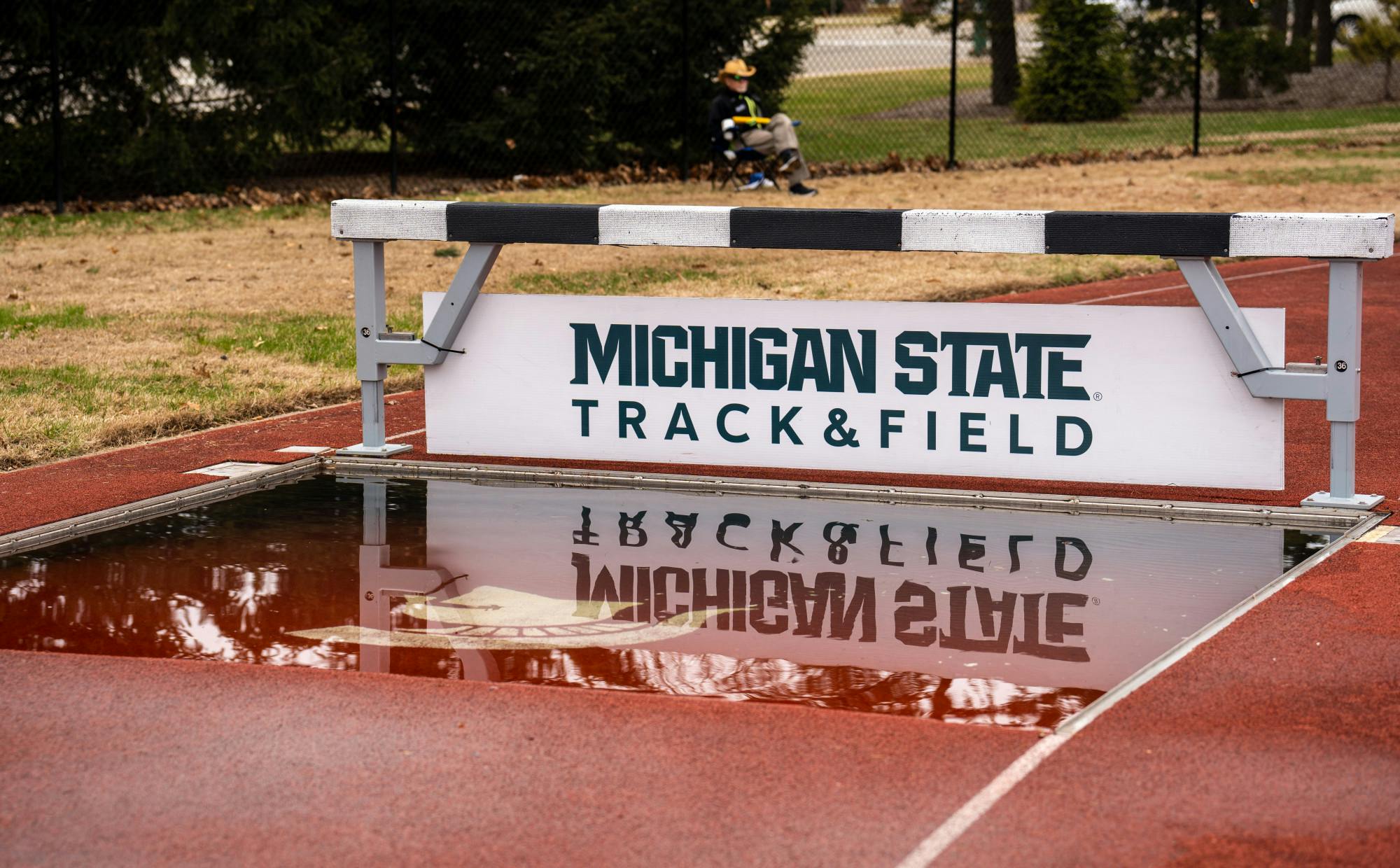 <p>Steeplechase obstacle set up at the north end of the track. Michigan State hosted the Spartan Invite, their first home meet since 2019, at Ralph Young Field on April 1-2, 2022. </p>
