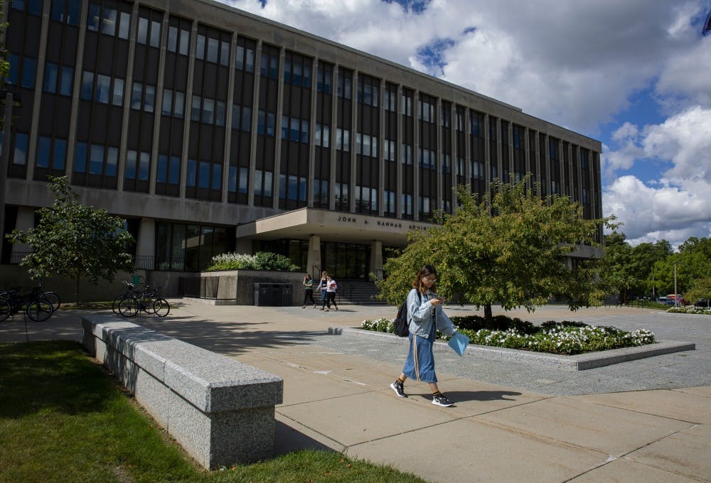 <p>The Hannah Administration Building on Aug. 23, 2019 in East Lansing.  </p>